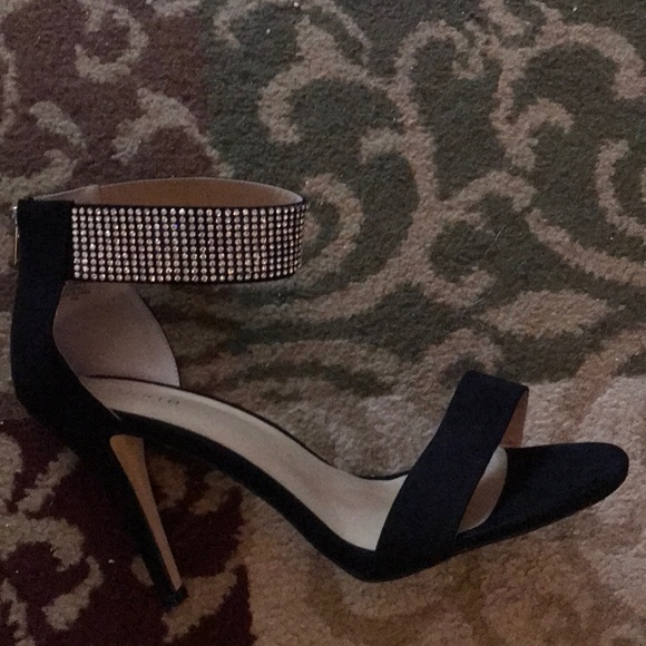 RHINESTONE ANKLE STRAP HEELS (WIDE WIDTH) - Picture 3 of 3